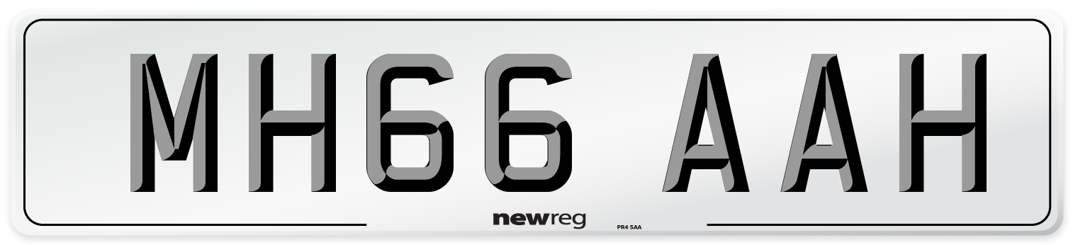 MH66 AAH Number Plate from New Reg